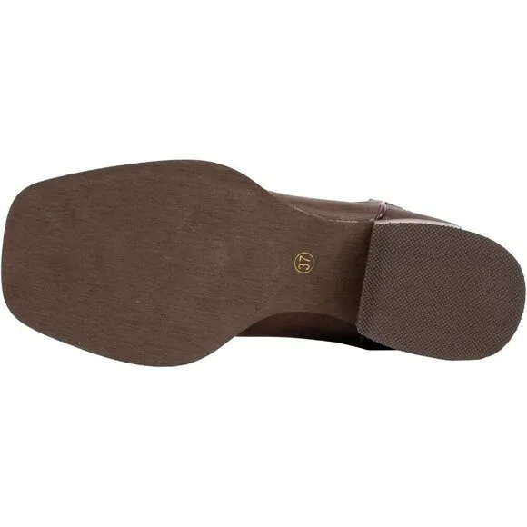 J's.o.l.e Women Dark Brown Cowboy Boot Square Toe Western Cowgirl Fashion Botte - Picture 9 of 9